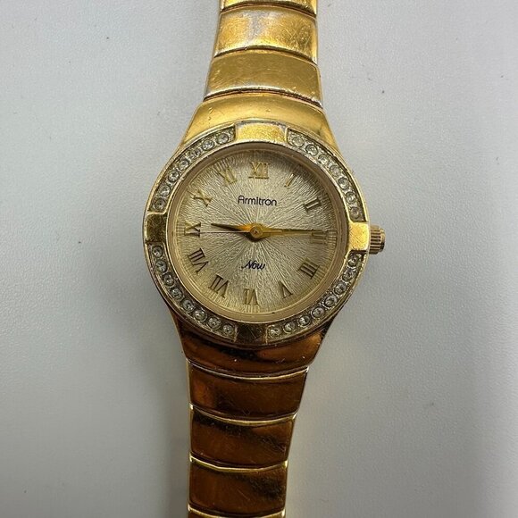 3/$30 Armitron Watch Women Gold Tone Crystal Bezel Round 22MM Dial 6.25" - Picture 3 of 14